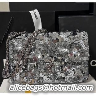 Good Product Chanel Sequins Mini Classic Flap Bag A69900 Aged Silver 2025