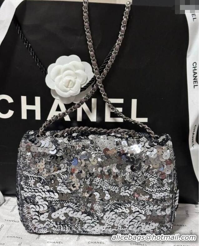 Good Product Chanel Sequins Mini Classic Flap Bag A69900 Aged Silver 2025
