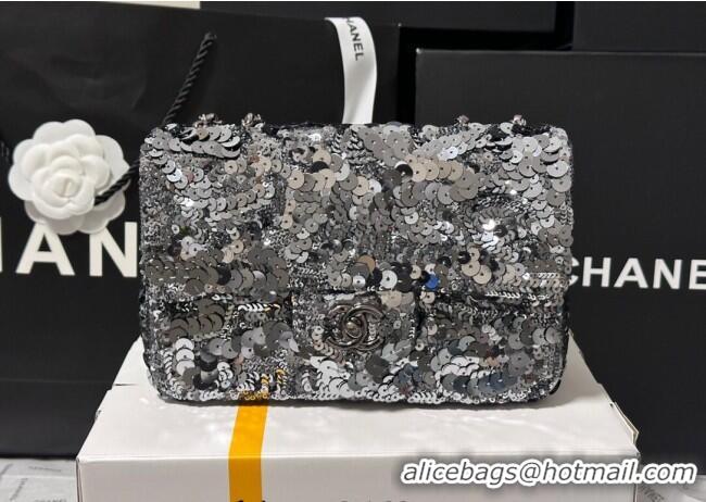 Good Product Chanel Sequins Mini Classic Flap Bag A69900 Aged Silver 2025