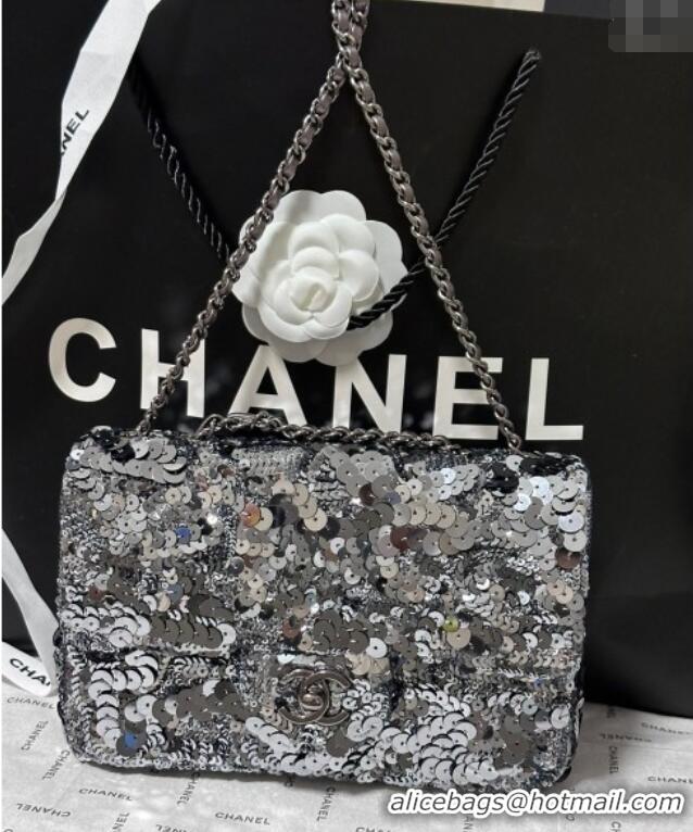 Good Product Chanel Sequins Mini Classic Flap Bag A69900 Aged Silver 2025