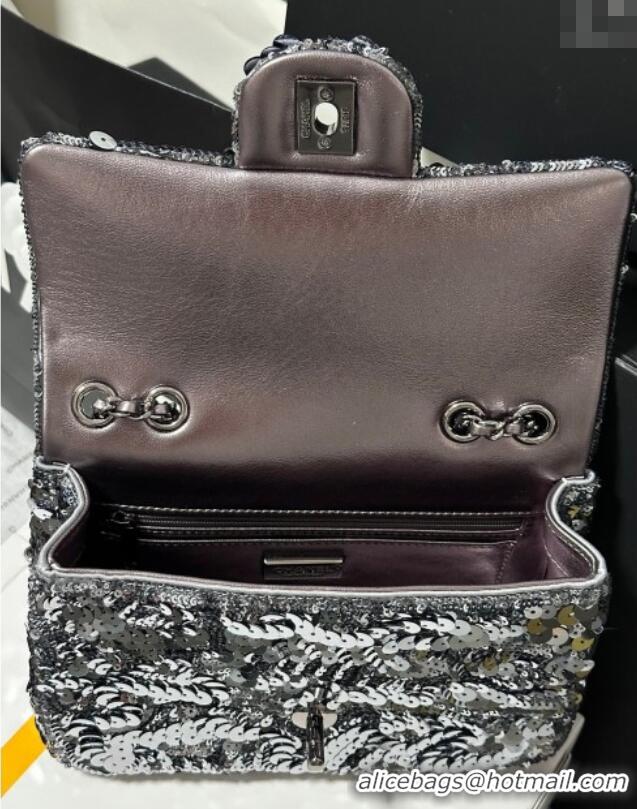 Good Product Chanel Sequins Mini Classic Flap Bag A69900 Aged Silver 2025