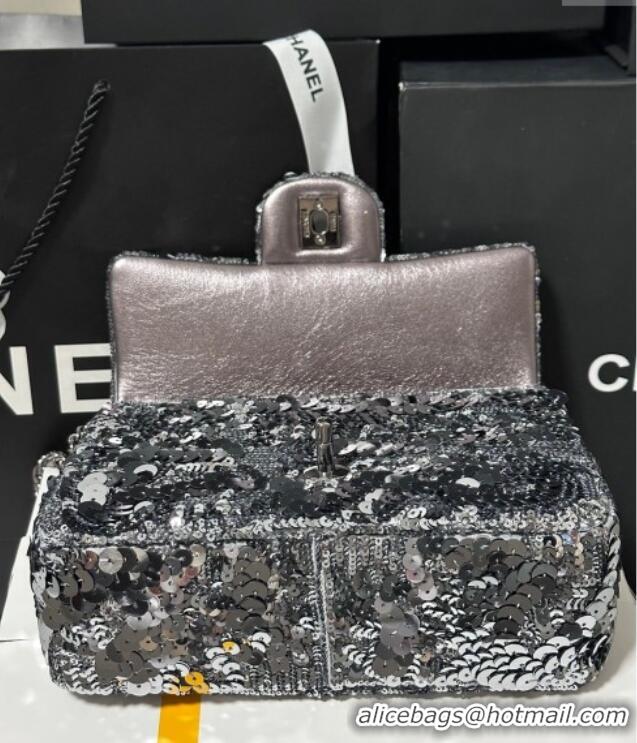 Good Product Chanel Sequins Mini Classic Flap Bag A69900 Aged Silver 2025