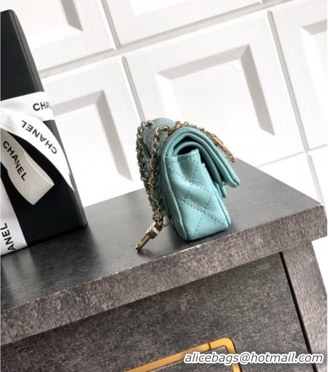 Buy Inexpensive Chanel Lambskin Classic Mini Bag with hook and Heart Charm AP4760 Blue 2025