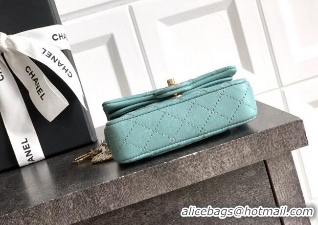 Buy Inexpensive Chanel Lambskin Classic Mini Bag with hook and Heart Charm AP4760 Blue 2025