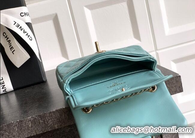 Buy Inexpensive Chanel Lambskin Classic Mini Bag with hook and Heart Charm AP4760 Blue 2025