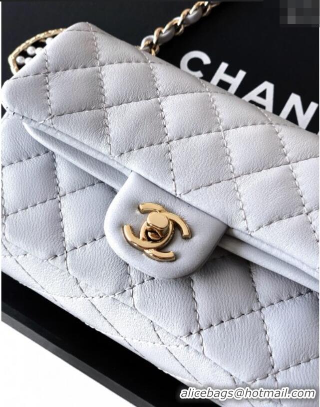 Luxury Discount Chanel Lambskin Classic Mini Bag with hook and Heart Charm AP4760 Light Grey 2025