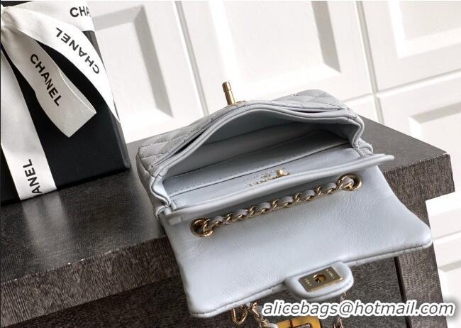 Luxury Discount Chanel Lambskin Classic Mini Bag with hook and Heart Charm AP4760 Light Grey 2025