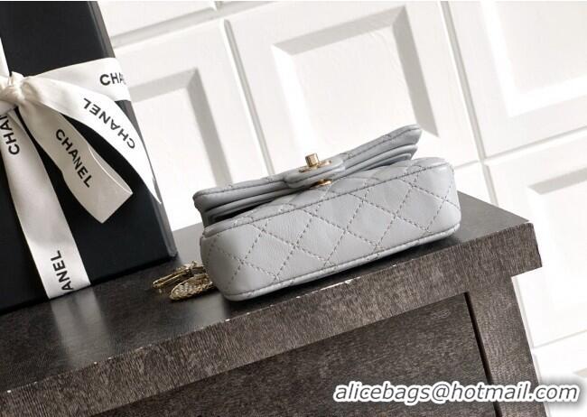 Luxury Discount Chanel Lambskin Classic Mini Bag with hook and Heart Charm AP4760 Light Grey 2025