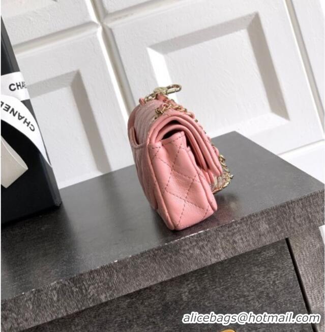 Good Taste Chanel Lambskin Classic Mini Bag with hook and Heart Charm AP4760 Light Pink 2025