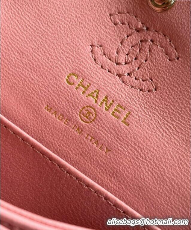 Good Taste Chanel Lambskin Classic Mini Bag with hook and Heart Charm AP4760 Light Pink 2025