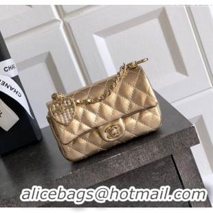 Top Grade Chanel Lambskin Classic Mini Bag with hook and Heart Charm AP4760 Gold 2025