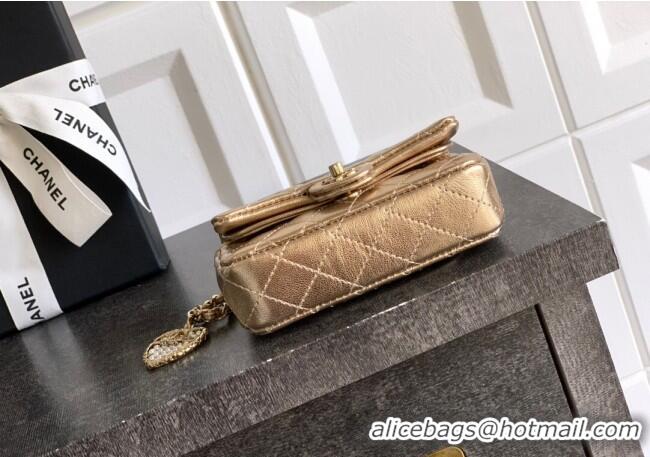 Top Grade Chanel Lambskin Classic Mini Bag with hook and Heart Charm AP4760 Gold 2025