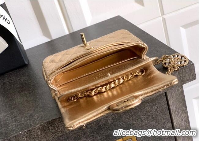 Top Grade Chanel Lambskin Classic Mini Bag with hook and Heart Charm AP4760 Gold 2025