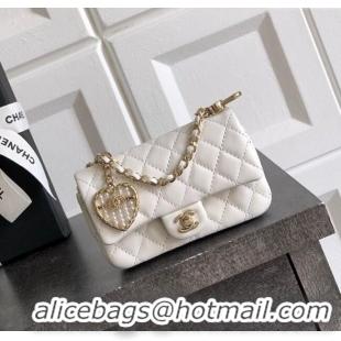 Best Price Chanel Lambskin Classic Mini Bag with hook and Heart Charm AP4760 White 2025