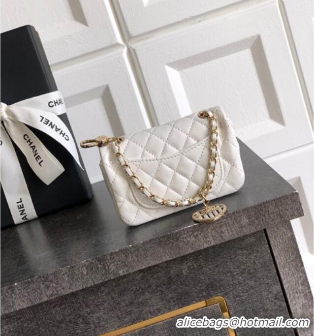 Best Price Chanel Lambskin Classic Mini Bag with hook and Heart Charm AP4760 White 2025