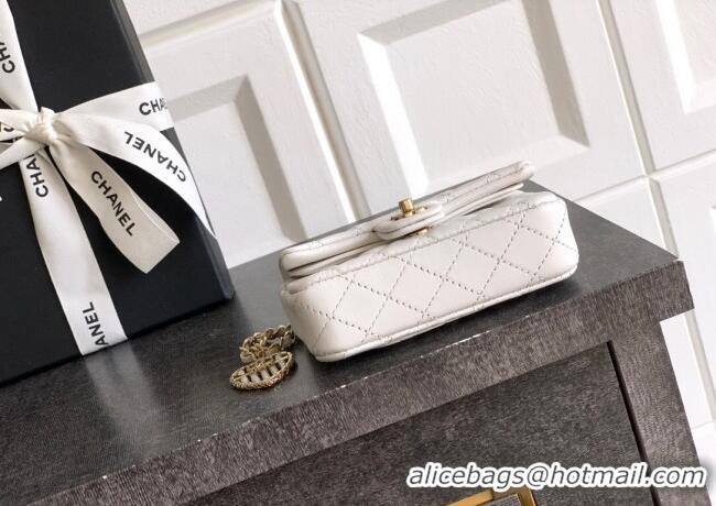 Best Price Chanel Lambskin Classic Mini Bag with hook and Heart Charm AP4760 White 2025