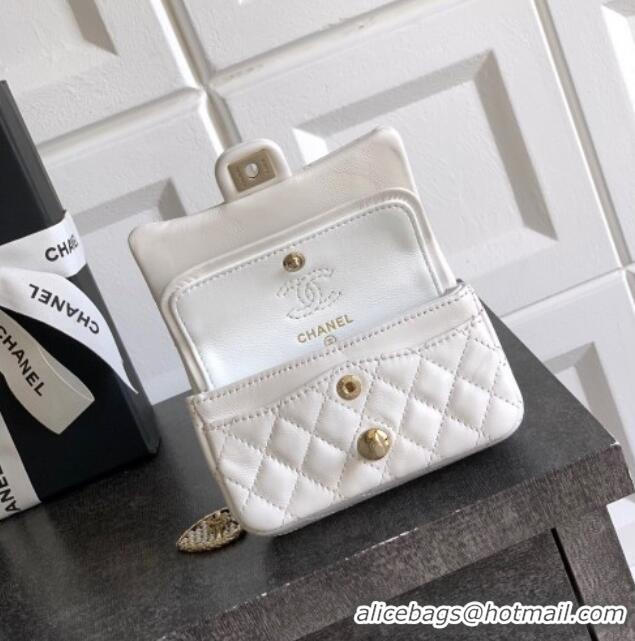 Best Price Chanel Lambskin Classic Mini Bag with hook and Heart Charm AP4760 White 2025