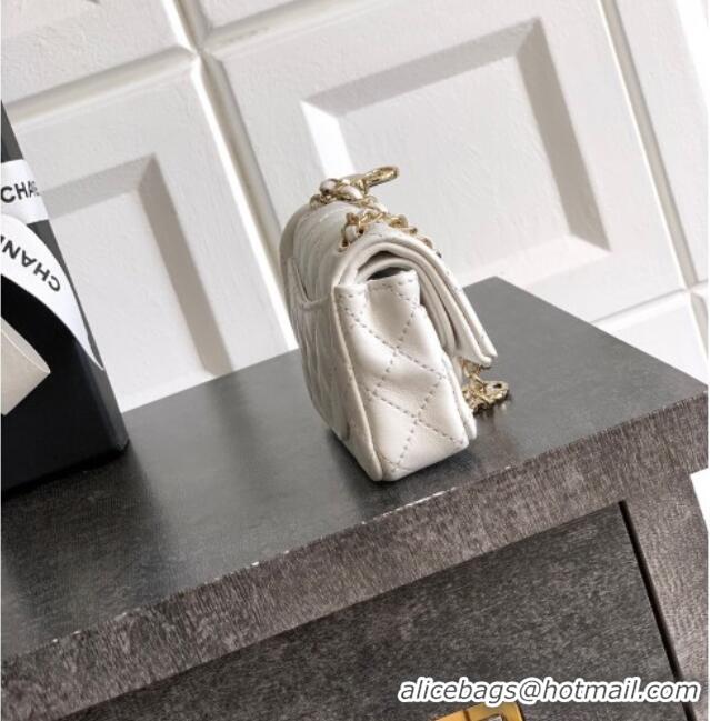 Best Price Chanel Lambskin Classic Mini Bag with hook and Heart Charm AP4760 White 2025