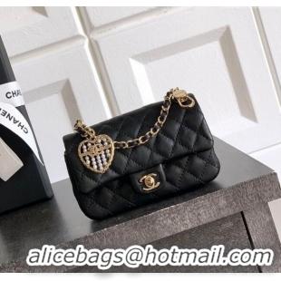 Reasonable Price Chanel Lambskin Classic Mini Bag with hook and Heart Charm AP4760 Black 2025