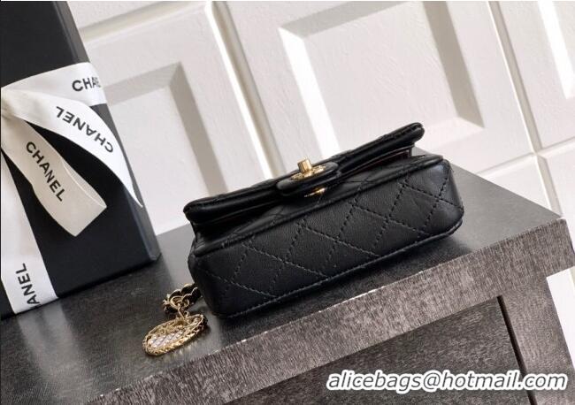 Reasonable Price Chanel Lambskin Classic Mini Bag with hook and Heart Charm AP4760 Black 2025