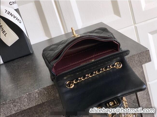 Reasonable Price Chanel Lambskin Classic Mini Bag with hook and Heart Charm AP4760 Black 2025