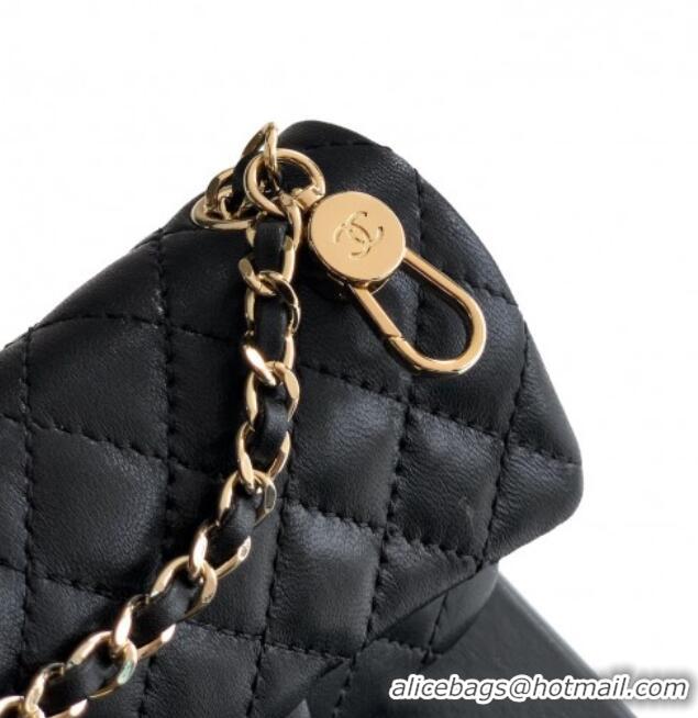 Reasonable Price Chanel Lambskin Classic Mini Bag with hook and Heart Charm AP4760 Black 2025