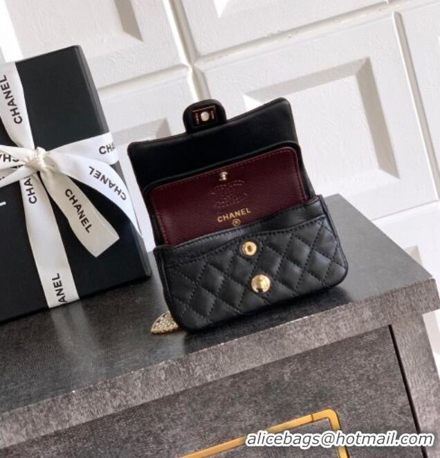 Reasonable Price Chanel Lambskin Classic Mini Bag with hook and Heart Charm AP4760 Black 2025