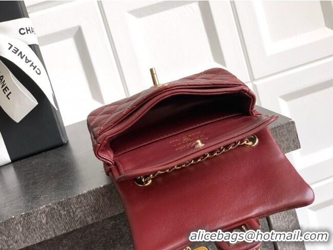 Promotional Chanel Lambskin Classic Mini Bag with hook and Heart Charm AP4760 Burgundy 2025