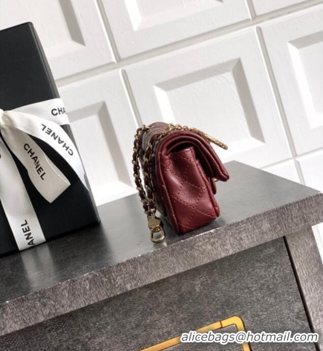 Promotional Chanel Lambskin Classic Mini Bag with hook and Heart Charm AP4760 Burgundy 2025