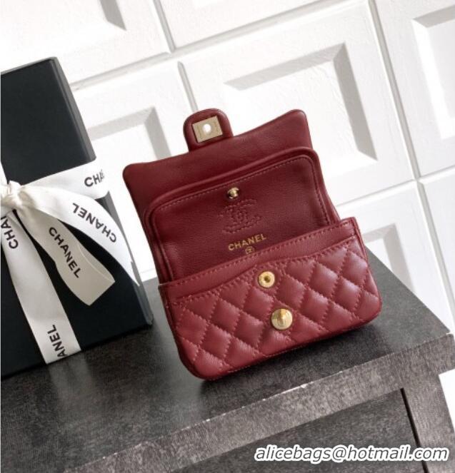 Promotional Chanel Lambskin Classic Mini Bag with hook and Heart Charm AP4760 Burgundy 2025