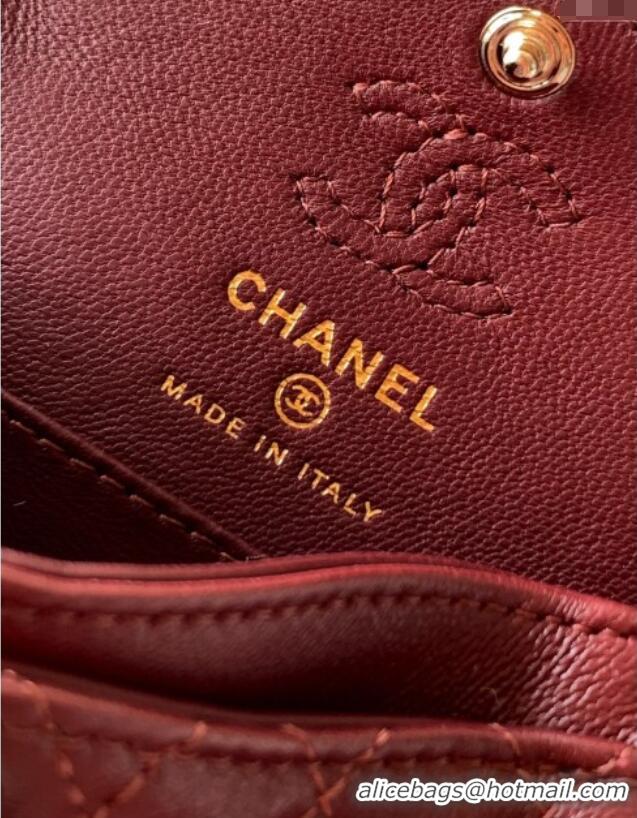 Promotional Chanel Lambskin Classic Mini Bag with hook and Heart Charm AP4760 Burgundy 2025