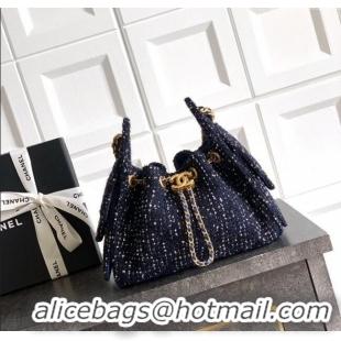 Good Quality Chanel 25 Mini Hobo Handbag in Tweed AS5631 Blue 2025