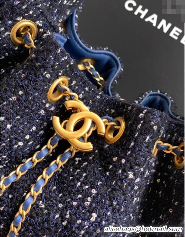 Good Quality Chanel 25 Mini Hobo Handbag in Tweed AS5631 Blue 2025