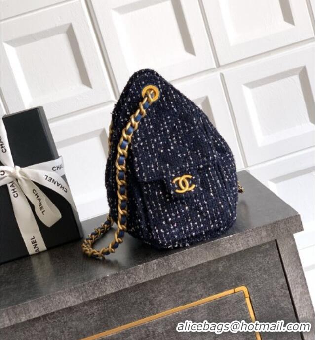 Good Quality Chanel 25 Mini Hobo Handbag in Tweed AS5631 Blue 2025