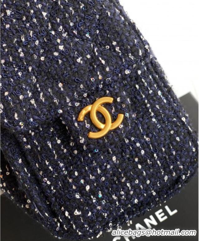 Good Quality Chanel 25 Mini Hobo Handbag in Tweed AS5631 Blue 2025