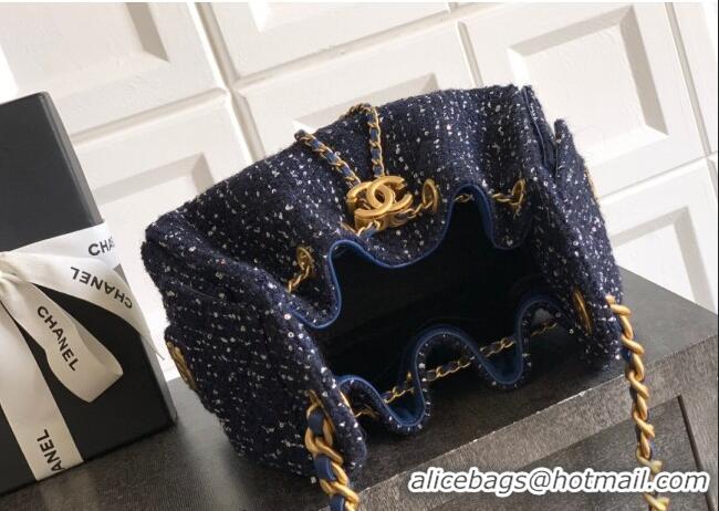 Good Quality Chanel 25 Mini Hobo Handbag in Tweed AS5631 Blue 2025