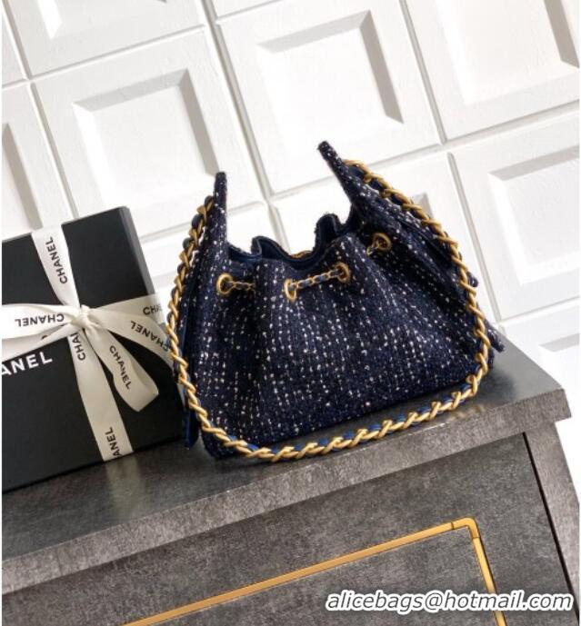 Good Quality Chanel 25 Mini Hobo Handbag in Tweed AS5631 Blue 2025