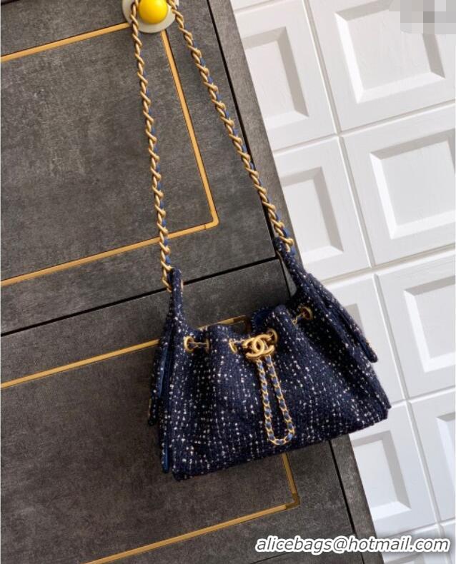 Good Quality Chanel 25 Mini Hobo Handbag in Tweed AS5631 Blue 2025