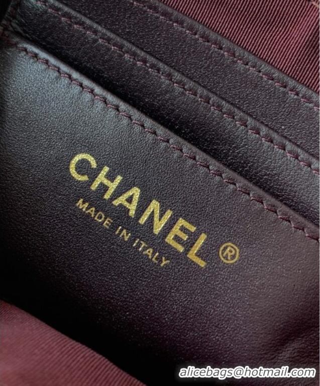 Famous Brand Chanel Suede & Shiny Lambskin Zipped Phone Holder with Chain AP4743 Coffee Brown 2025