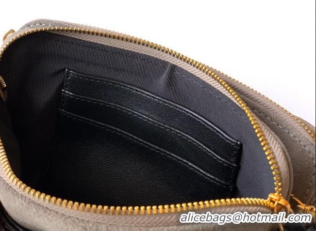 Inexpensive Chanel Suede & Shiny Lambskin Zipped Phone Holder with Chain AP4743 Black/Grey 2025