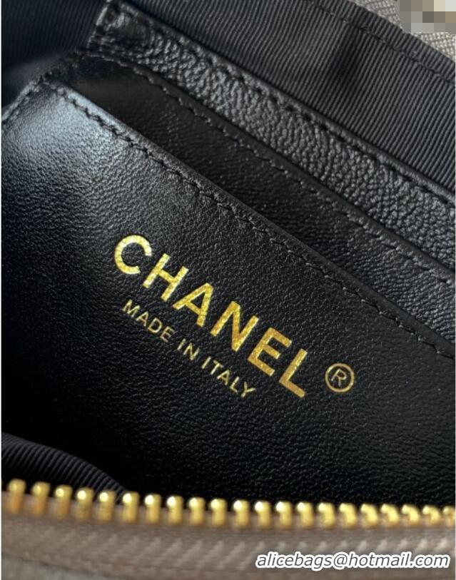 Inexpensive Chanel Suede & Shiny Lambskin Zipped Phone Holder with Chain AP4743 Black/Grey 2025