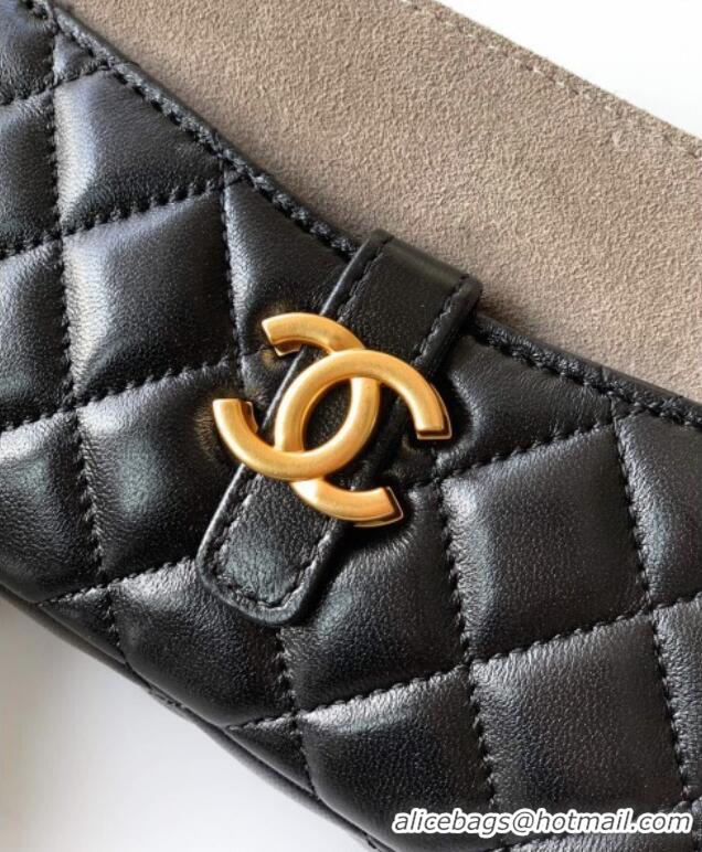Inexpensive Chanel Suede & Shiny Lambskin Zipped Phone Holder with Chain AP4743 Black/Grey 2025