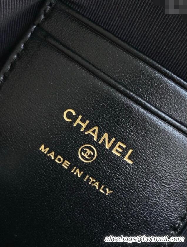 Top Design Chanel Suede & Lambskin Clutch with Chain AP4742 Black/Brown 2025