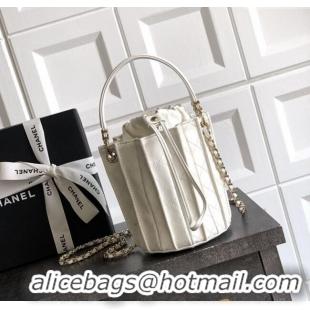 Best Price Chanel Lambskin Mini Bucket Bag AS5486 White 2025