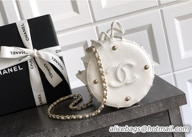Best Price Chanel Lambskin Mini Bucket Bag AS5486 White 2025