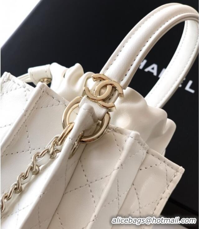 Best Price Chanel Lambskin Mini Bucket Bag AS5486 White 2025
