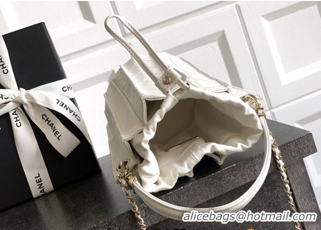 Best Price Chanel Lambskin Mini Bucket Bag AS5486 White 2025