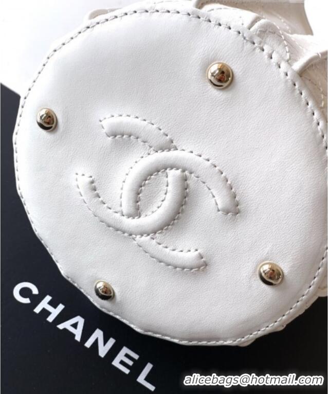 Best Price Chanel Lambskin Mini Bucket Bag AS5486 White 2025