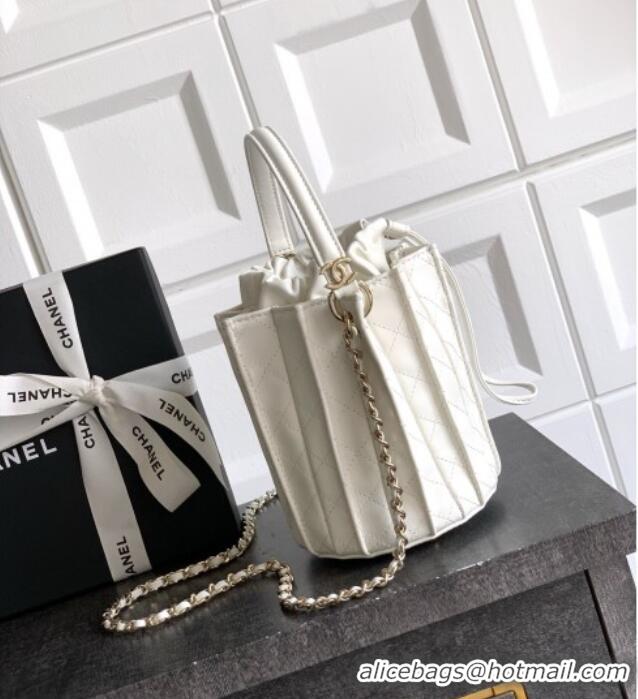 Best Price Chanel Lambskin Mini Bucket Bag AS5486 White 2025