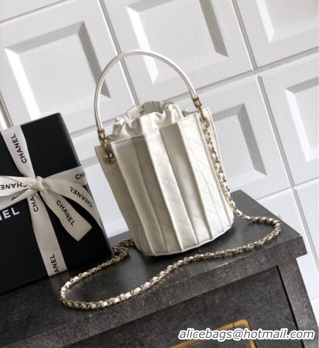 Best Price Chanel Lambskin Mini Bucket Bag AS5486 White 2025